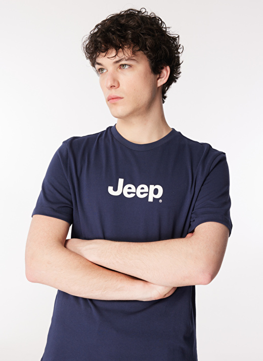 Jeep Lacivert Erkek Bisiklet Yaka Baskılı T-Shirt J4SM-TST7246  1