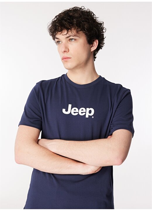 Jeep Lacivert Erkek Bisiklet Yaka Baskılı T-Shirt J4SM-TST7246 1