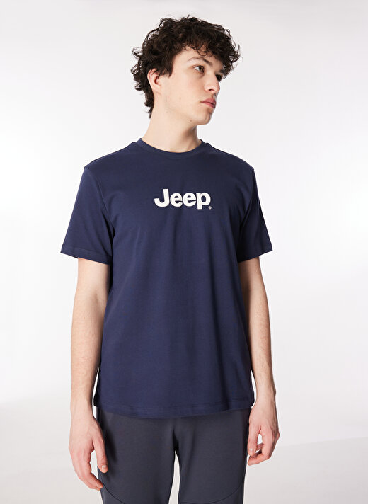 Jeep Lacivert Erkek Bisiklet Yaka Baskılı T-Shirt J4SM-TST7246  3