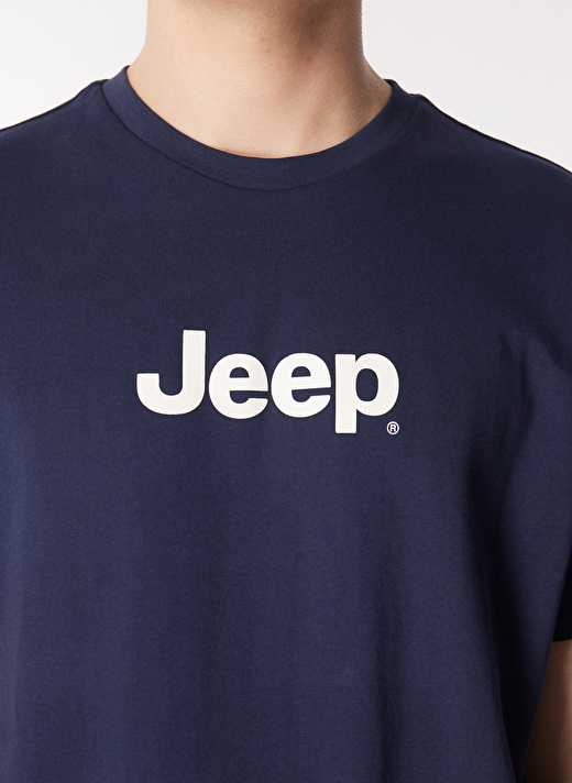 Jeep Lacivert Erkek Bisiklet Yaka Baskılı T-Shirt J4SM-TST7246  4