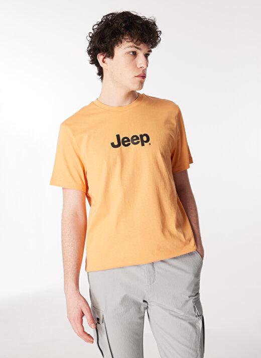 Jeep Açık Turuncu Erkek Bisiklet Yaka Basic Baskılı T-Shirt J4SM-TST7246  4