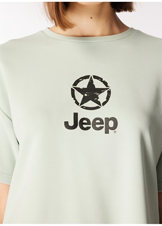 Jeep Su Yeşili Kadın Bisiklet Yaka Loose Fit Baskılı T-Shirt J4SL-TST7027 4