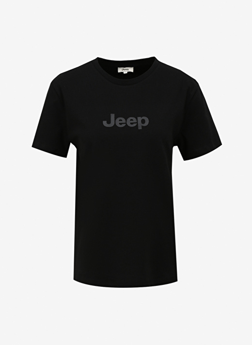 Jeep Siyah Kadın Bisiklet Yaka Basic Baskılı T-Shirt J4SL-TST7029 1