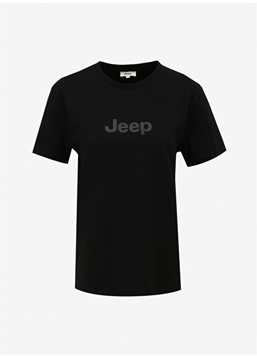 Jeep Siyah Kadın Bisiklet Yaka Basic Baskılı T-Shirt J4SL-TST7029 1