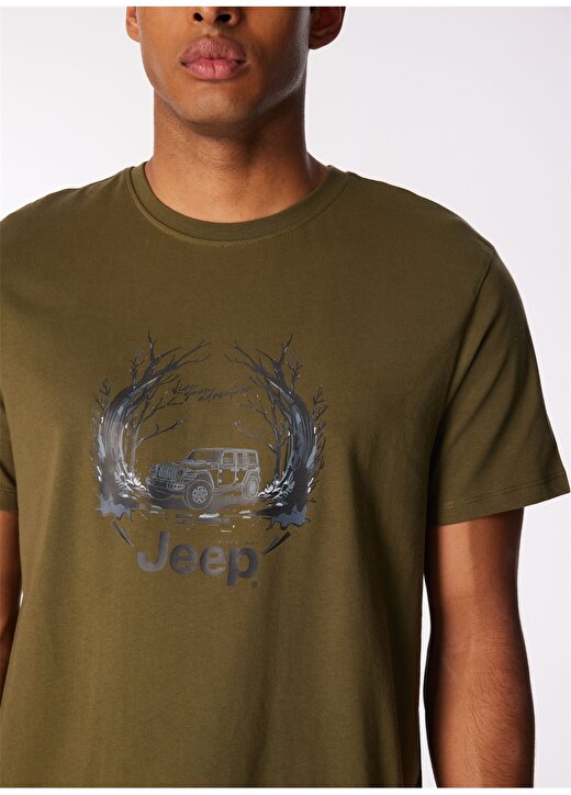 Jeep Bisiklet Yaka Baskılı Haki Erkek T-Shirt J4SM-TST7258 4
