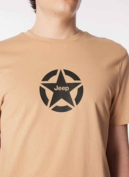 Jeep Deve Tüyü Erkek Bisiklet Yaka Basic Baskılı T-Shirt J4SM-TST7247 4