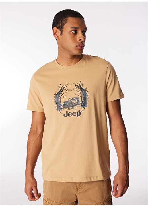 Jeep Deve Tüyü Erkek Bisiklet Yaka Relaxed Baskılı T-Shirt J4SM-TST7258 3