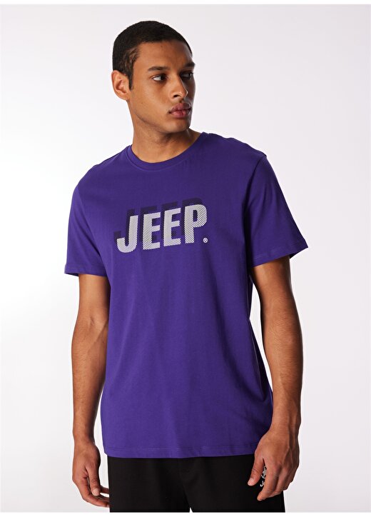 Jeep Bisiklet Yaka Baskılı Mor Erkek T-Shirt J4SM-TST7238 1