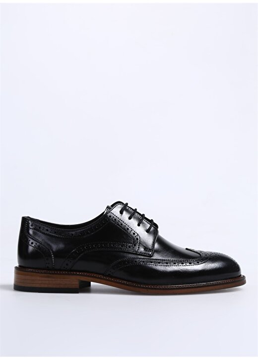 Fabrika Siyah Erkek Deri Klasik Ayakkabı IDIR 1