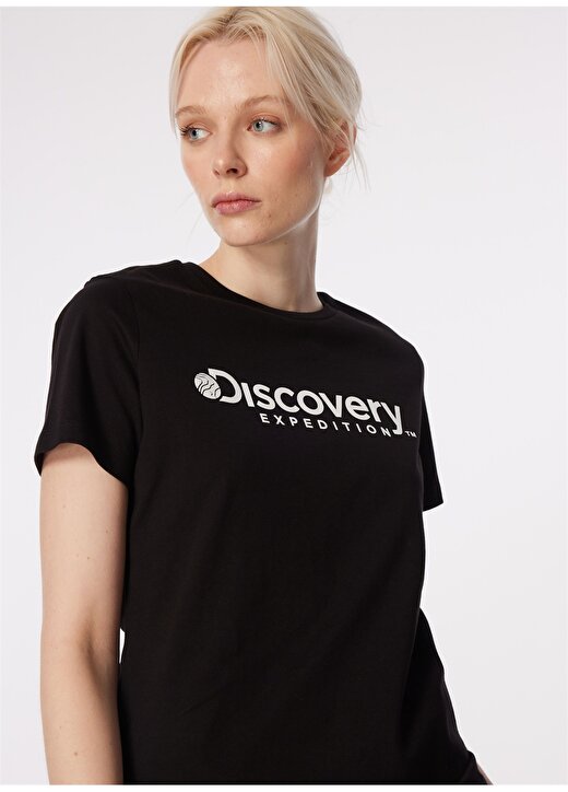Discovery Expedition Siyah Kadın Bisiklet Yaka T-Shirt D4SL-TST3053 2
