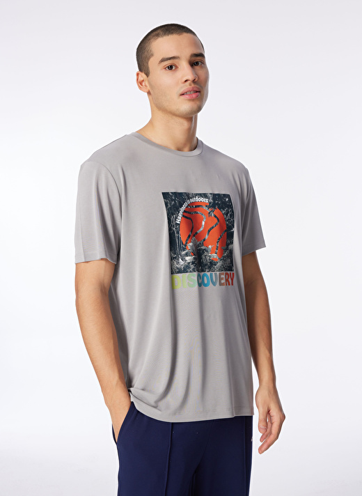 Discovery Expedition Gri Erkek Relaxed Baskılı T-Shirt D4SM-TST3280  3