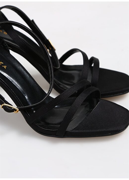 Fabrika Siyah Kadın Saten Topuklu Ayakkabı BREAN 3