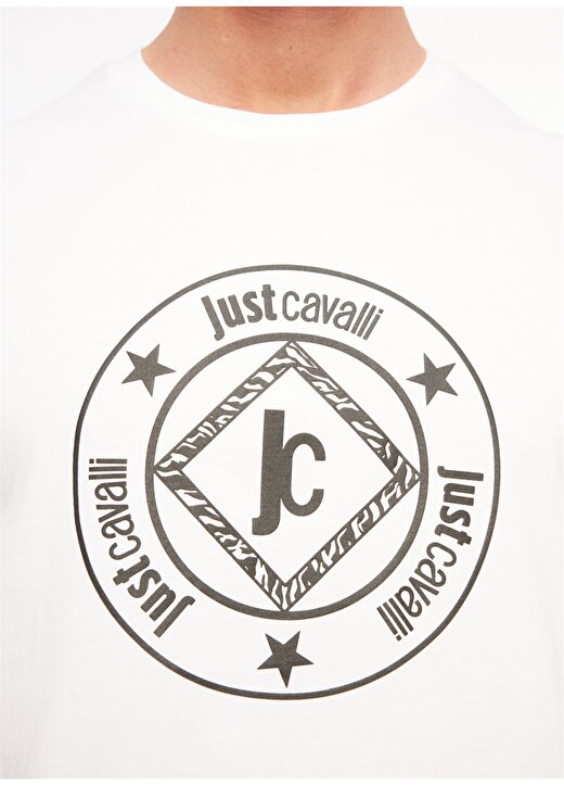 Just Cavalli Bisiklet Yaka Beyaz Erkek T-Shirt 75OAHT07 4