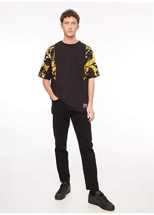 Versace Jeans Couture Bisiklet Yaka Siyah Erkek T-Shirt 75GAH619JS218G89 3