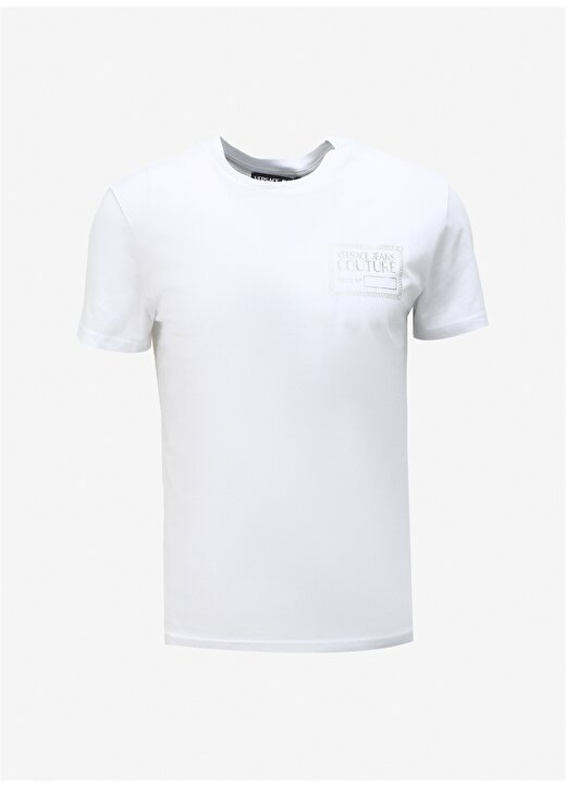 Versace Jeans Couture Bisiklet Yaka Beyaz Erkek T-Shirt 75GAHT12CJ00TS03 1