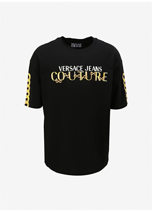 Versace Jeans Couture Bisiklet Yaka Siyah Erkek T-Shirt 75GAHF01CJ00FG89 1