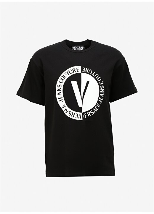 Versace Jeans Couture Bisiklet Yaka Siyah Erkek T-Shirt 75GAHG05CJ01G899 1