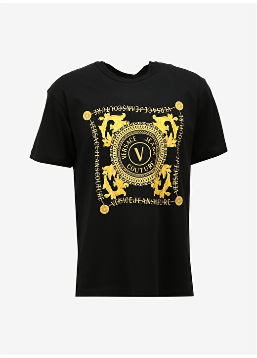 Versace Jeans Couture Bisiklet Yaka Siyah Erkek T-Shirt 75GAHF07CJ00FG89 1