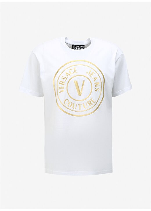 Versace Jeans Couture Bisiklet Yaka Beyaz Erkek T-Shirt 75GAHT05CJ00TG03 1