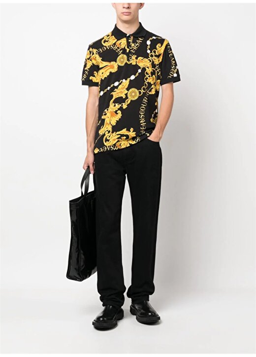 Versace Jeans Couture Siyah Erkek Polo T-Shirt 75GAG6S0JS237G89 2