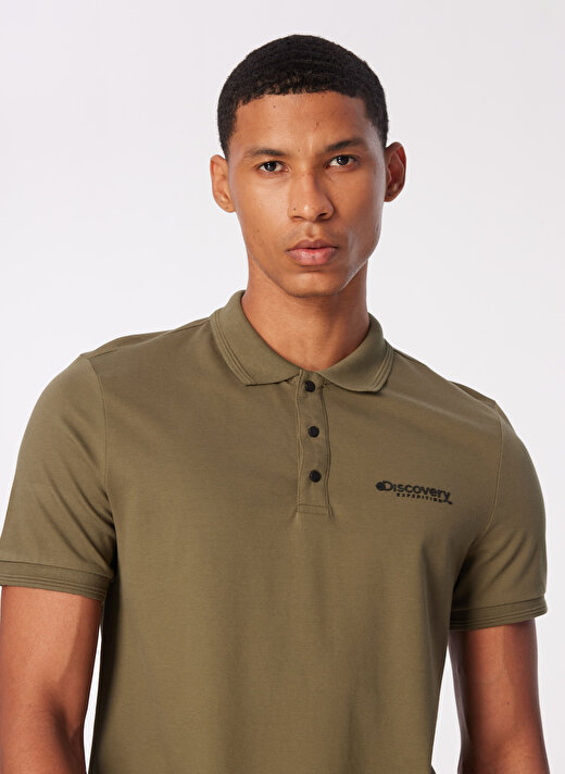 Discovery Expedition Haki Erkek Basic Polo T-Shirt D4SM-TST3283   3