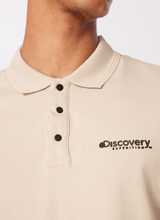 Discovery Expedition Bej Erkek Polo Yaka Basic Polo T-Shirt D4SM-TST3283   4