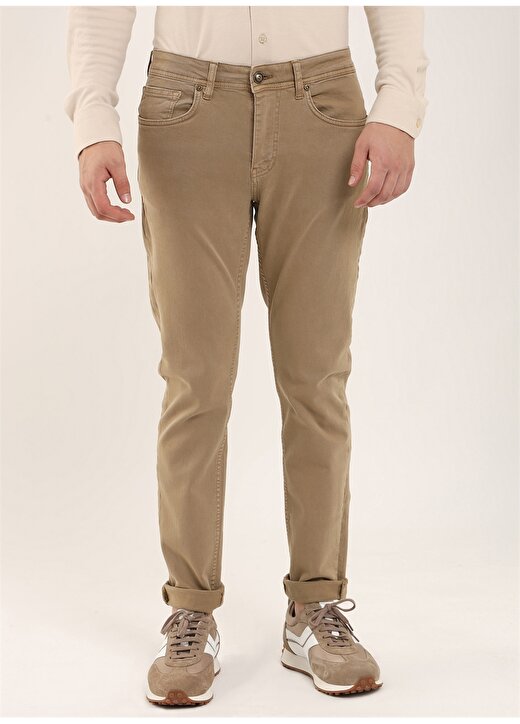 Dufy Standart Bel Normal Paça Slim Fit Toprak Erkek Pantolon DU1234163003 1