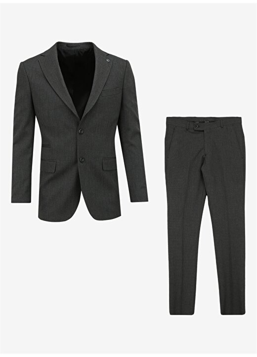 Dufy Standart Bel Slim Fit Antrasit Erkek Takım Elbise DU1234204002 1