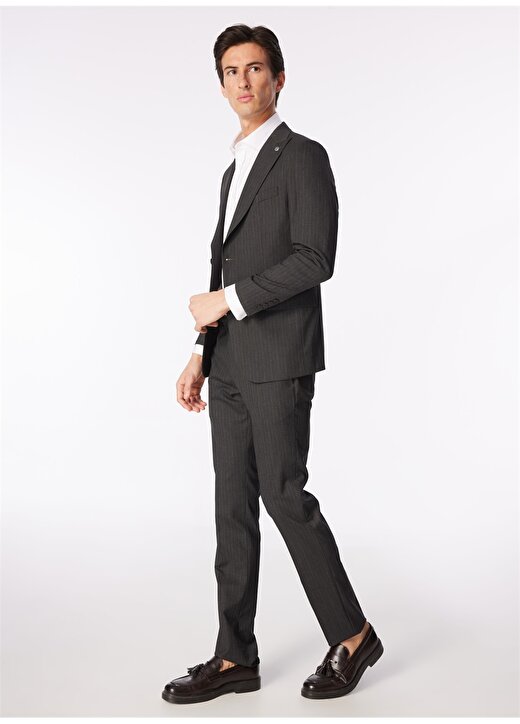 Dufy Standart Bel Slim Fit Antrasit Erkek Takım Elbise DU1234204003 1