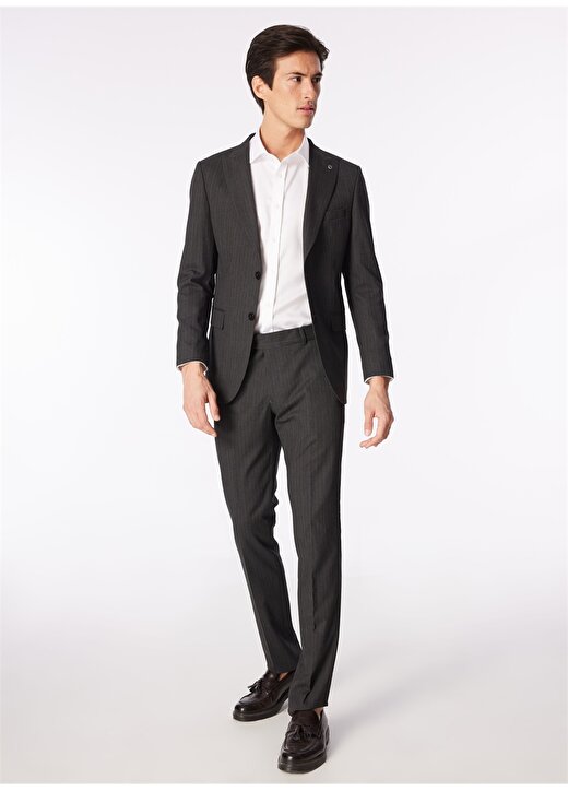 Dufy Standart Bel Slim Fit Antrasit Erkek Takım Elbise DU1234204003 2