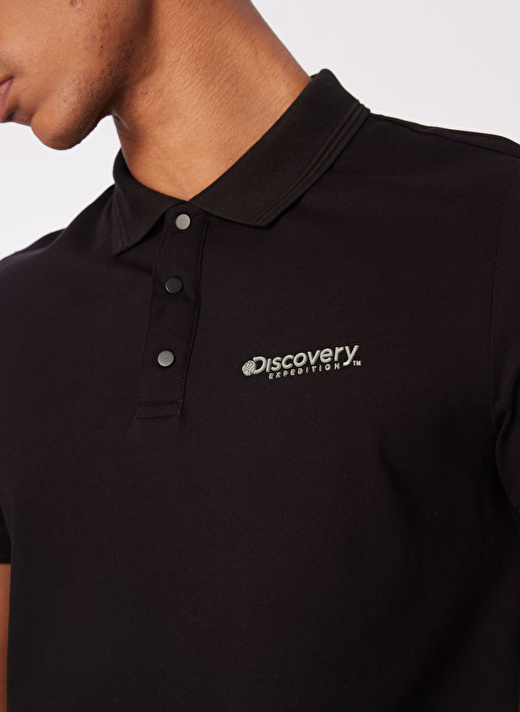 Discovery Expedition Siyah Erkek Polo Yaka Basic Polo T-Shirt D4SM-TST3283  4