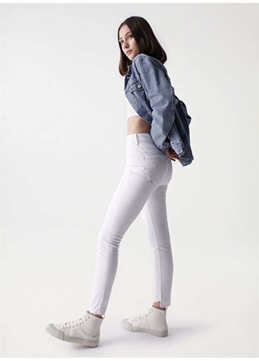 Salsa Jeans 21000843 Beyaz Kadın Yüksek Bel Cropped Fit Denim Pantolon 3
