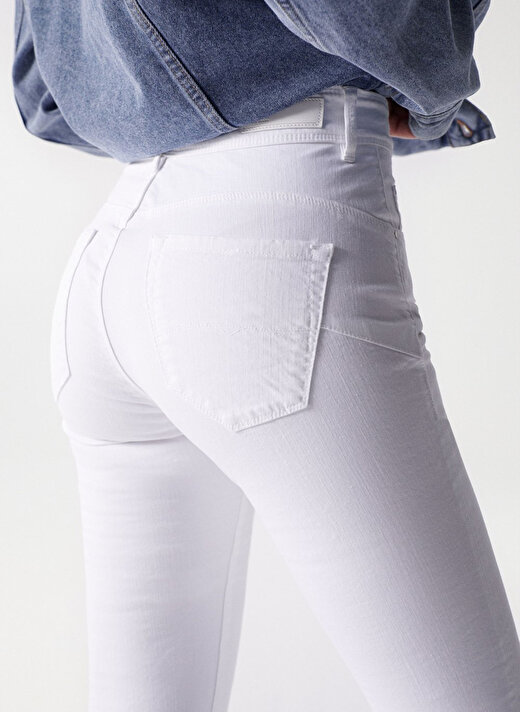 Salsa Jeans 21000843 Beyaz Kadın Yüksek Bel Cropped Fit Denim Pantolon 4