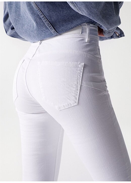 Salsa Jeans 21000843 Beyaz Kadın Yüksek Bel Cropped Fit Denim Pantolon 4