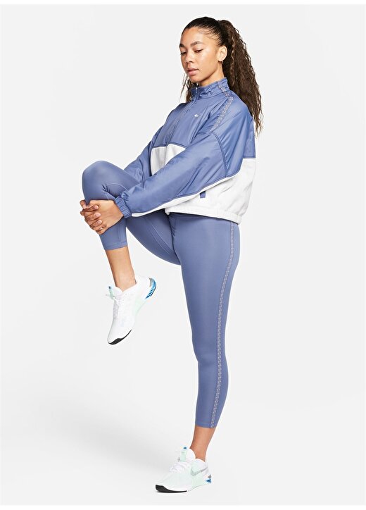 Nike Mavi Kadın Dik Yaka Parçalı Mont FB5670-491-W NK ONE TF FLC FZ NVTY 1