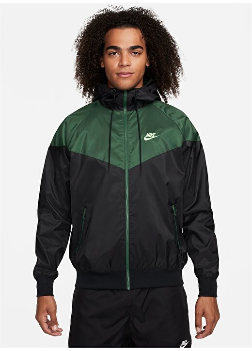 Nike Siyah - Yeşil Erkek Kapüşon Yaka Parçalı Rüzgarlık DA0001-016-M NK WVN LND WR HD JKT 1