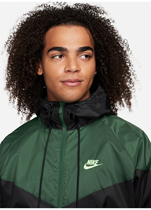 Nike Siyah - Yeşil Erkek Kapüşon Yaka Parçalı Rüzgarlık DA0001-016-M NK WVN LND WR HD JKT 3