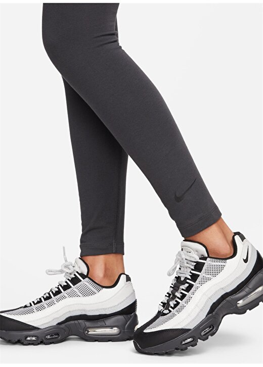 Nike Gri Kadın Uzun Slim Fit Tayt DM4651-060-W NSW CLUB HW LGGNG 4