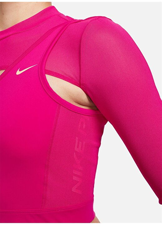 Nike Pembe Kadın Bisiklet Yaka T-Shirt FB5683-615-W NP LS TOP CROPPED NVTY 4