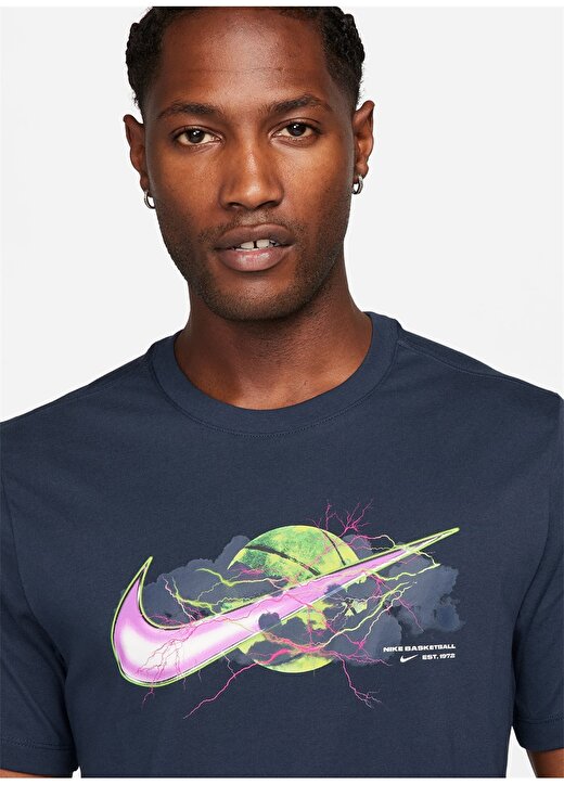 Nike Lacivert Erkek Bisiklet Yaka Baskılı T-Shirt FN0817-451-M NK TEE JDI SWOOSH P2 3