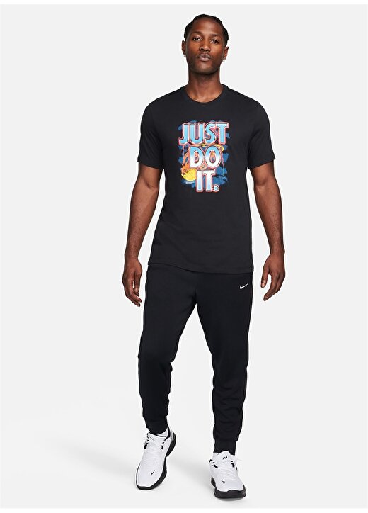 Nike Siyah Erkek Bisiklet Yaka Baskılı T-Shirt FN0813-010-M NK DF TEE JDI P1 1