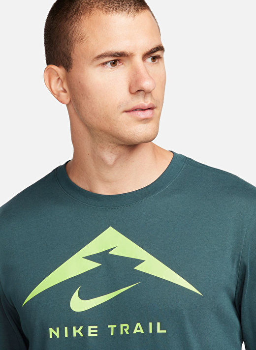 Nike Yeşil Erkek Bisiklet Yaka T-Shirt FN0827-328-M NK DF TEE LS TRAIL  4