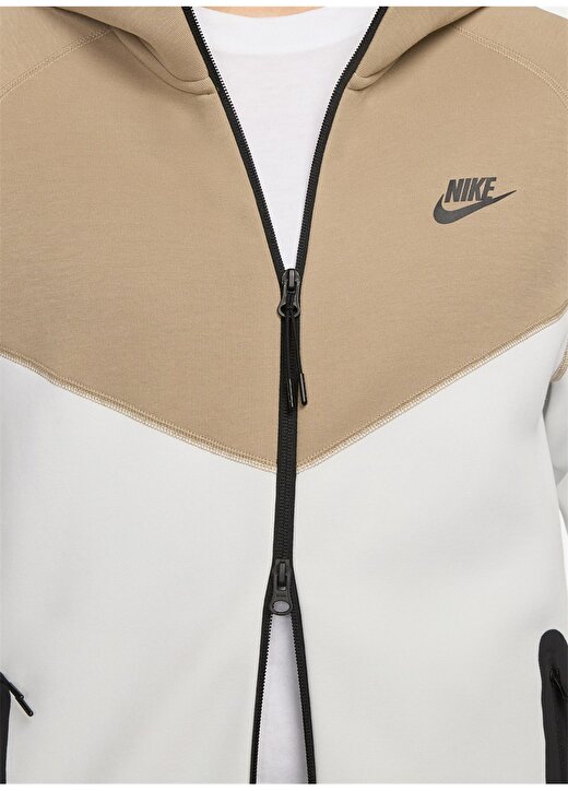 Nike Beyaz - Açık Kahve Erkek Parçalı Zip Ceket FB7921-121-M NK TCH FLC FZ WR HOODI 4