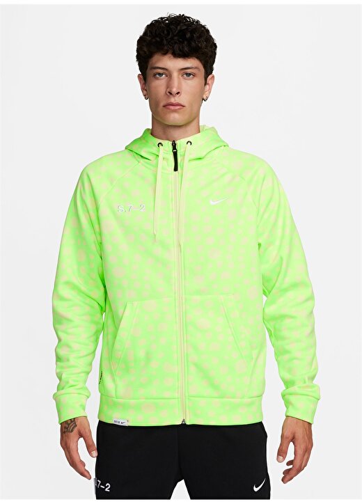 Nike Yeşil Erkek Kapüşon Yaka Desenli Zip Ceket FB7942-337-M NK TF S72 HD FZ 2
