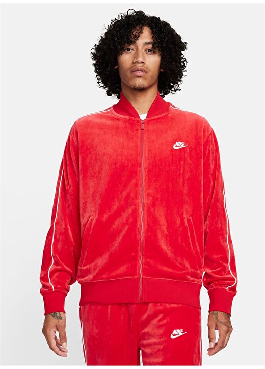 Nike Kırmızı Erkek Kapüşon Yaka Zip Ceket FB8231-657-M NK CLUB VELOUR JKT 2