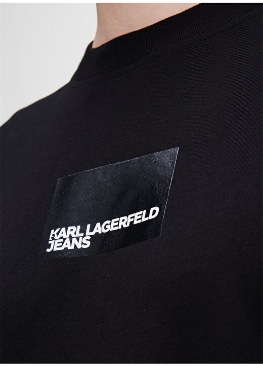 Karl Lagerfeld Jeans Bisiklet Yaka Düz Siyah Kadın T-Shirt 236J1700 4