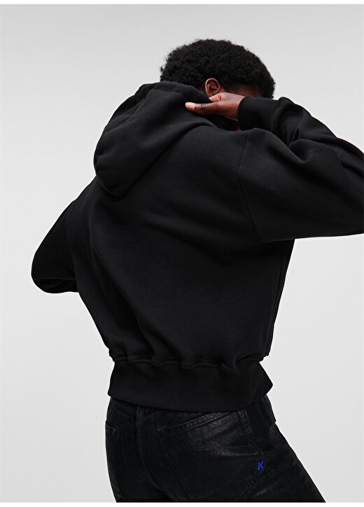 Karl Lagerfeld Jeans Kapüşon Yaka Düz Siyah Kadın Sweatshırt 236J1801 4