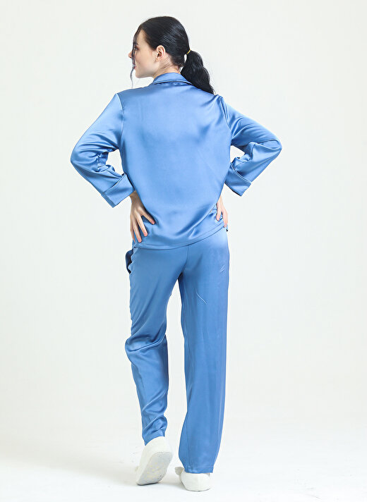 Magic Form V Yaka Mavi Kadın Pijama Takımı 19718 3