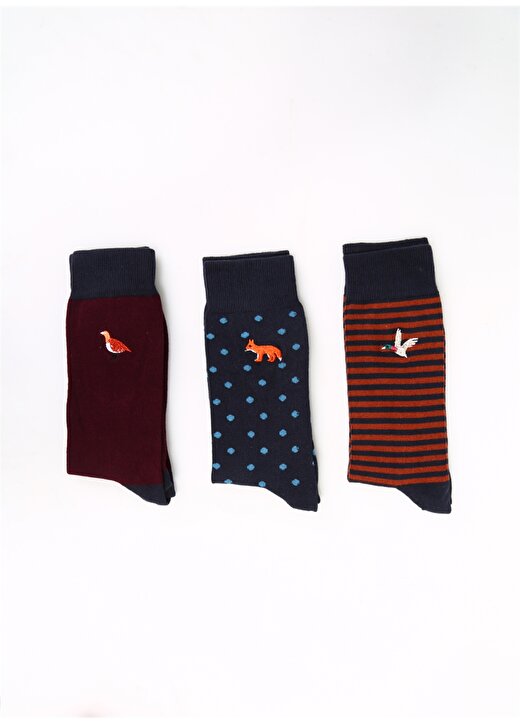 Cozzy Socks 3'Lü Çok Renkli Erkek Çorap Cozzy-Nakış-Kutu 1