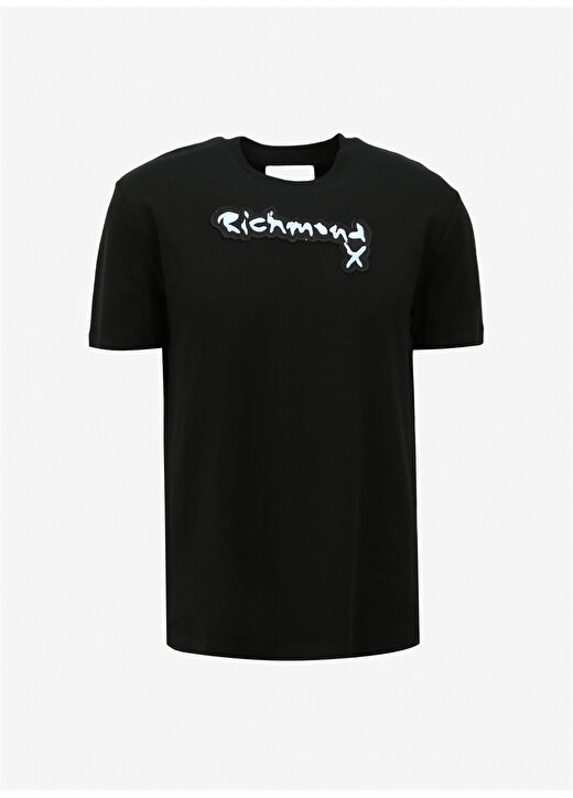 John Richmond Bisiklet Yaka Siyah Erkek T-Shirt UMA23002TS 1
